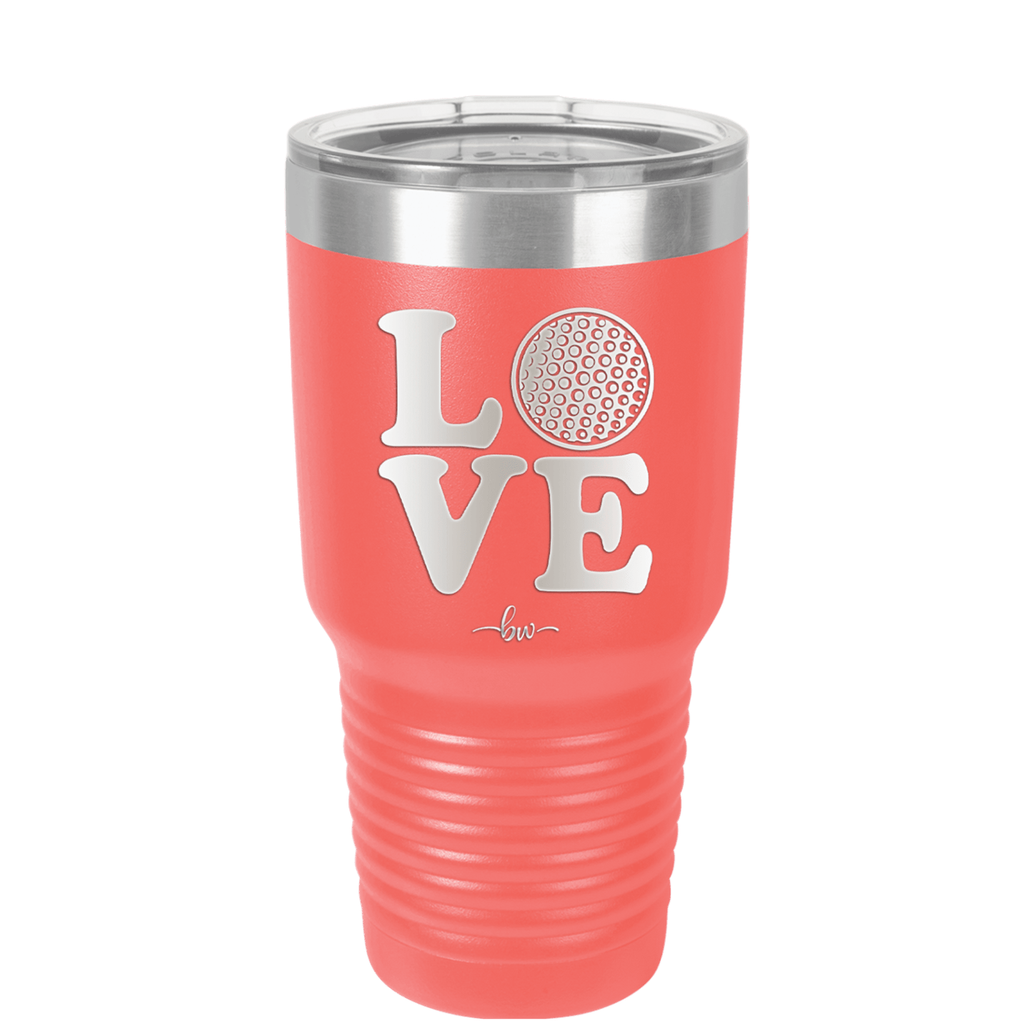 LOVE with Golf Ball - Laser Engraved Stainless Steel Drinkware - 1671 -