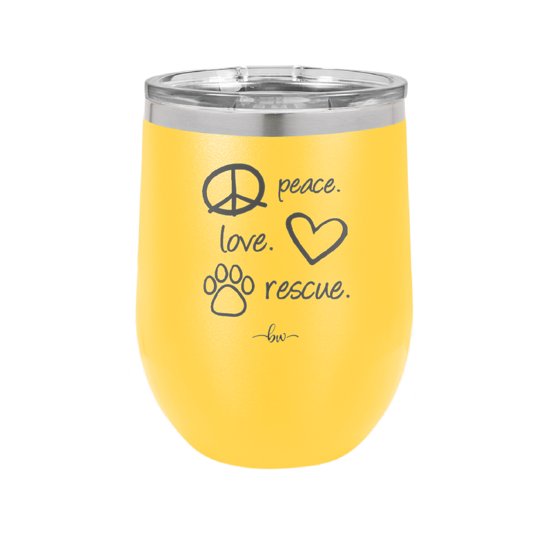 Peace.  Love.  Rescue.   - Laser Engraved Stainless Steel Drinkware - 1011 -