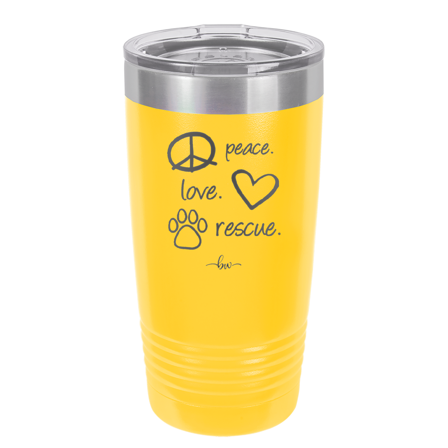 Peace.  Love.  Rescue.   - Laser Engraved Stainless Steel Drinkware - 1011 -