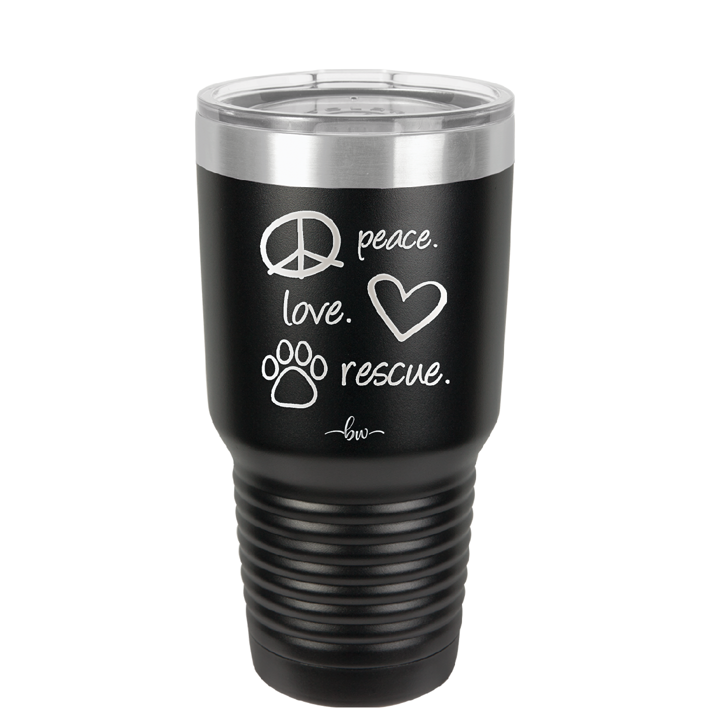 Peace.  Love.  Rescue.   - Laser Engraved Stainless Steel Drinkware - 1011 -