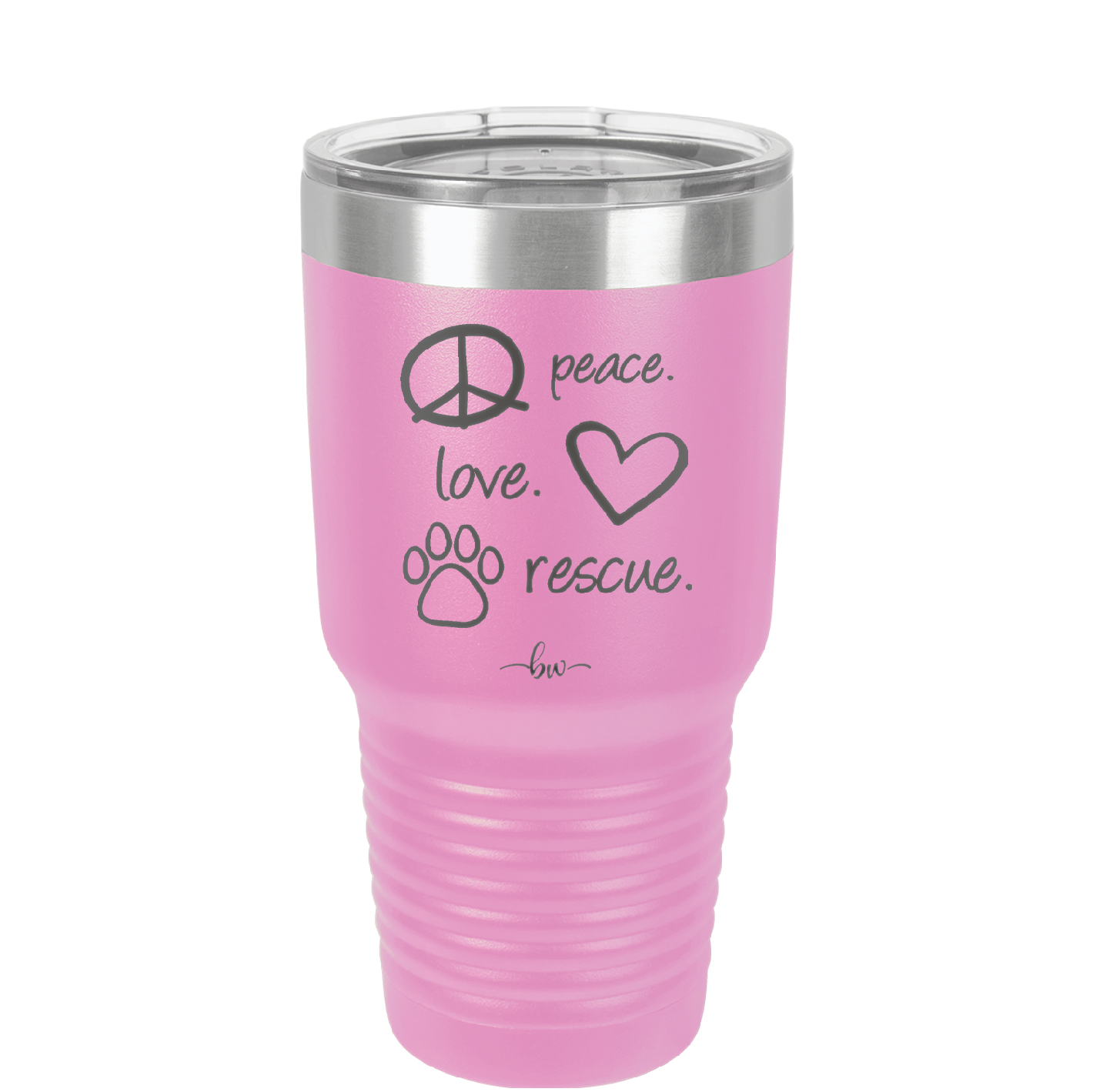 Peace.  Love.  Rescue.   - Laser Engraved Stainless Steel Drinkware - 1011 -