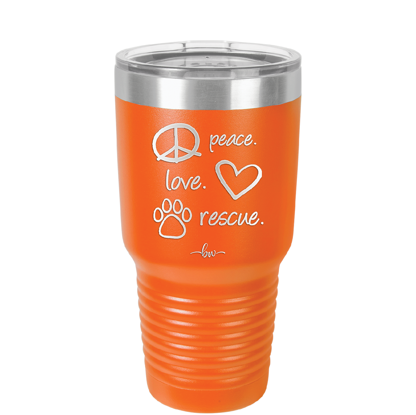 Peace.  Love.  Rescue.   - Laser Engraved Stainless Steel Drinkware - 1011 -