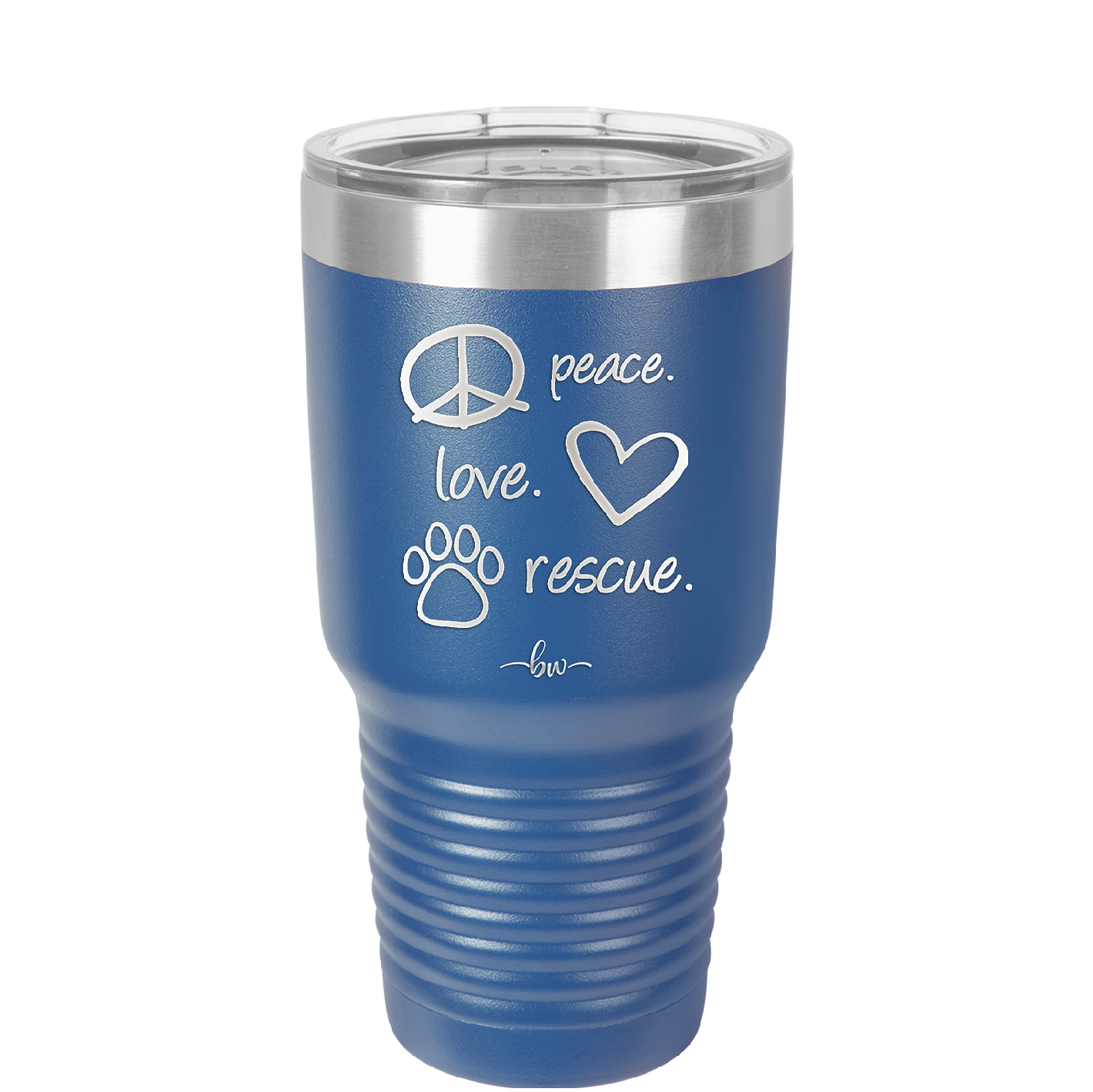 Peace.  Love.  Rescue.   - Laser Engraved Stainless Steel Drinkware - 1011 -