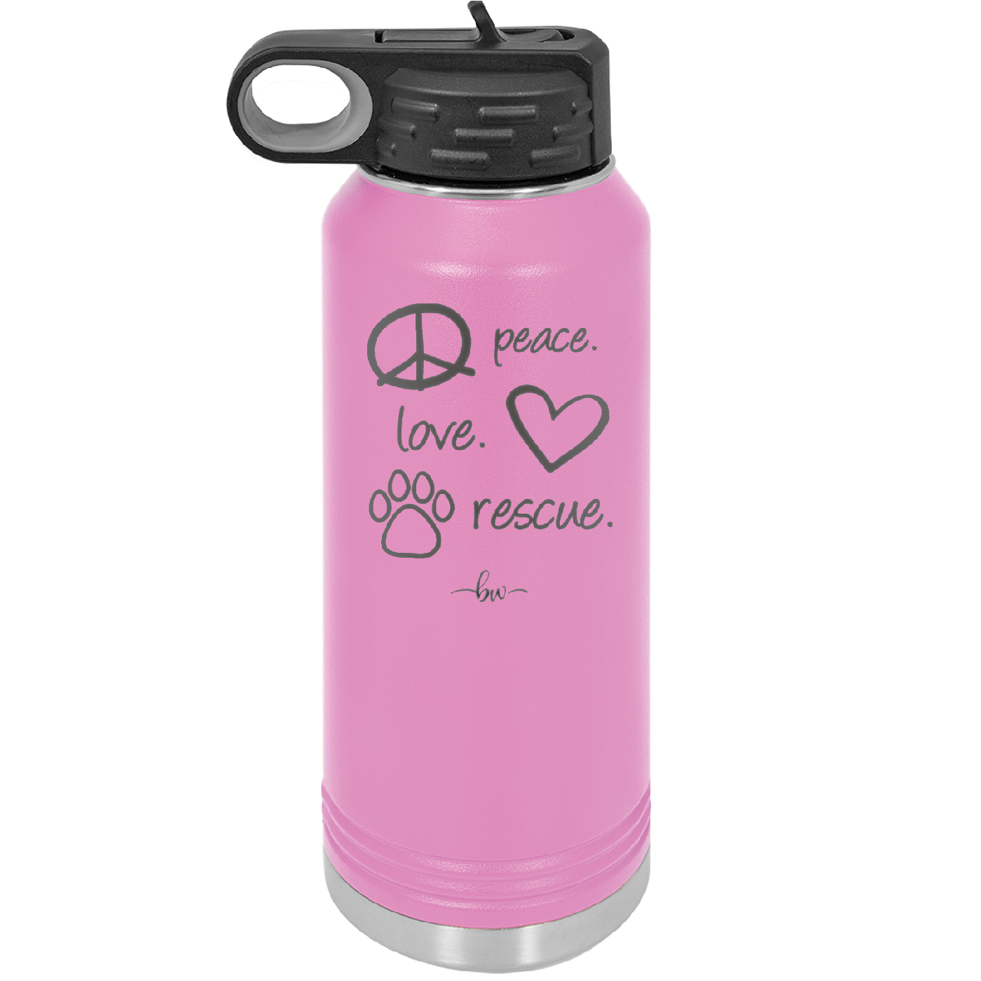 Peace.  Love.  Rescue.   - Laser Engraved Stainless Steel Drinkware - 1011 -