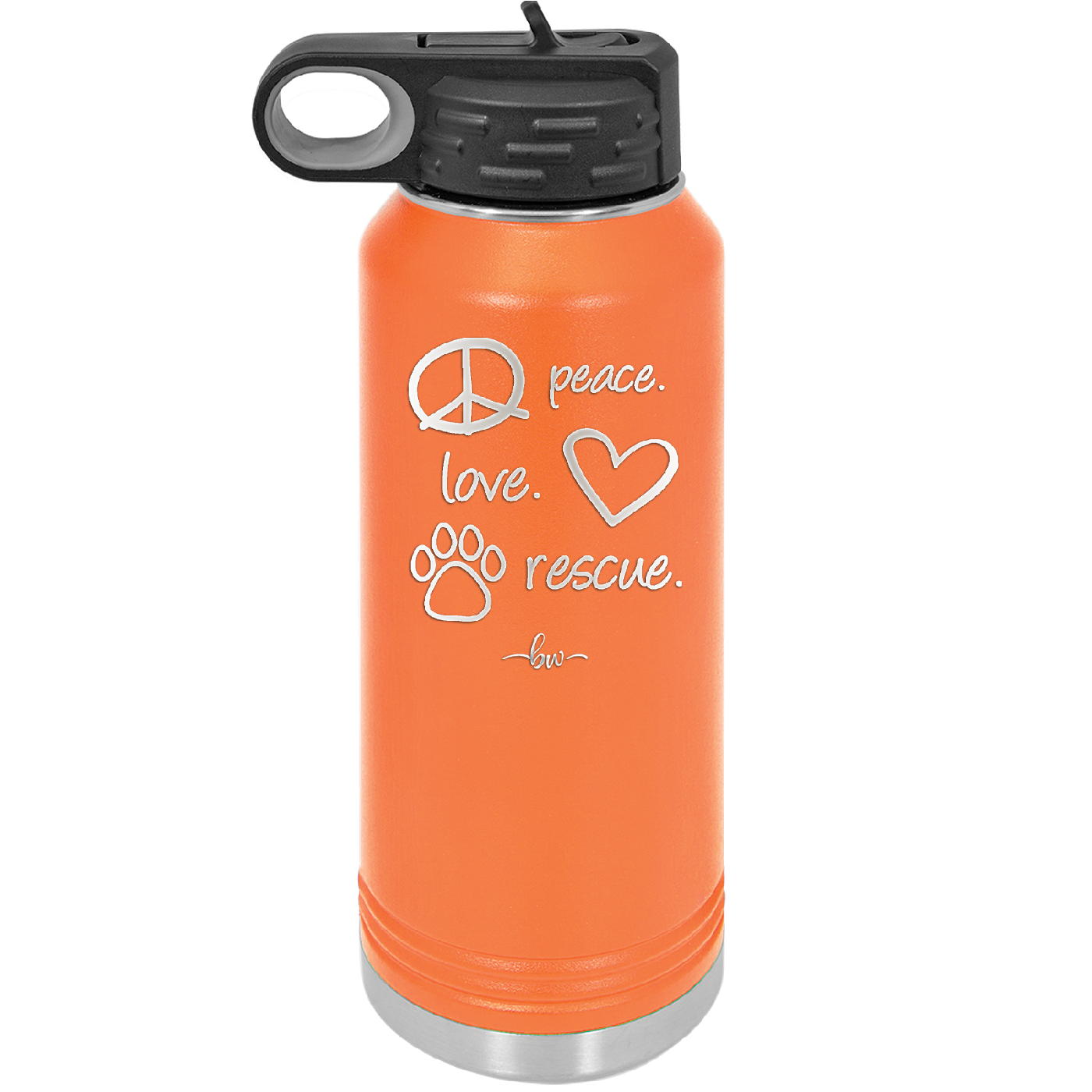 Peace.  Love.  Rescue.   - Laser Engraved Stainless Steel Drinkware - 1011 -