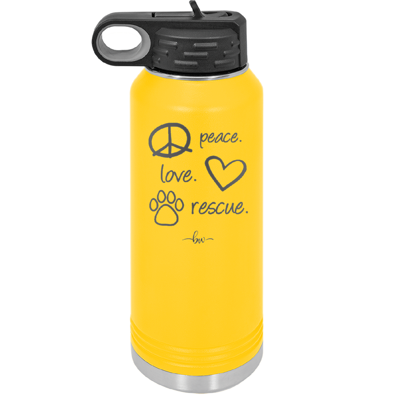 Peace.  Love.  Rescue.   - Laser Engraved Stainless Steel Drinkware - 1011 -