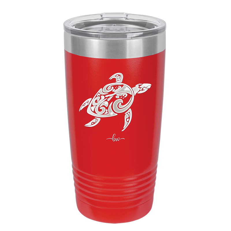 Sea Turtle Tribal - Laser Engraved Stainless Steel Drinkware - 1104 -