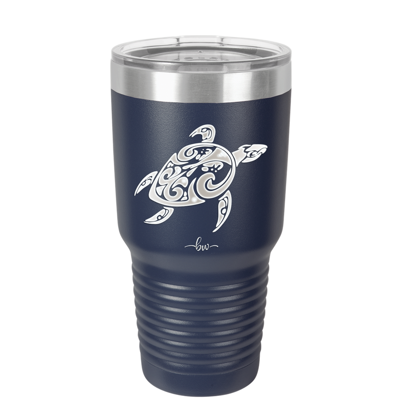 Sea Turtle Tribal - Laser Engraved Stainless Steel Drinkware - 1104 -