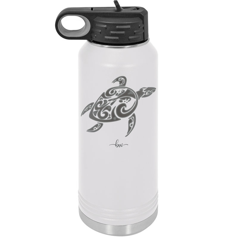 Sea Turtle Tribal - Laser Engraved Stainless Steel Drinkware - 1104 -