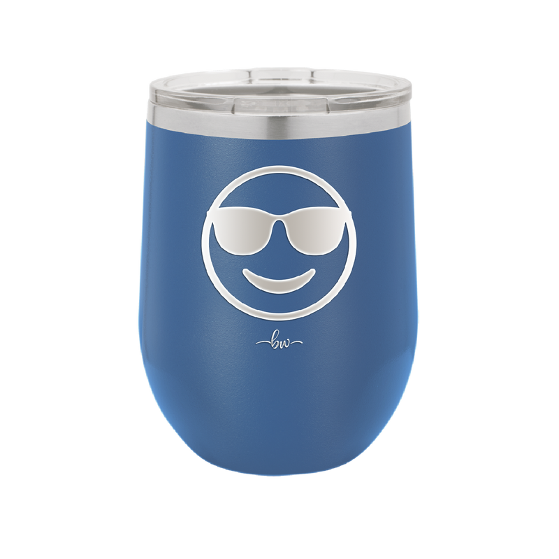 Smile Emoji with Sunglasses - Laser Engraved Stainless Steel Drinkware - 1136 -