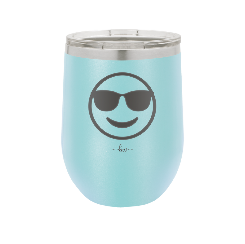 Smile Emoji with Sunglasses - Laser Engraved Stainless Steel Drinkware - 1136 -