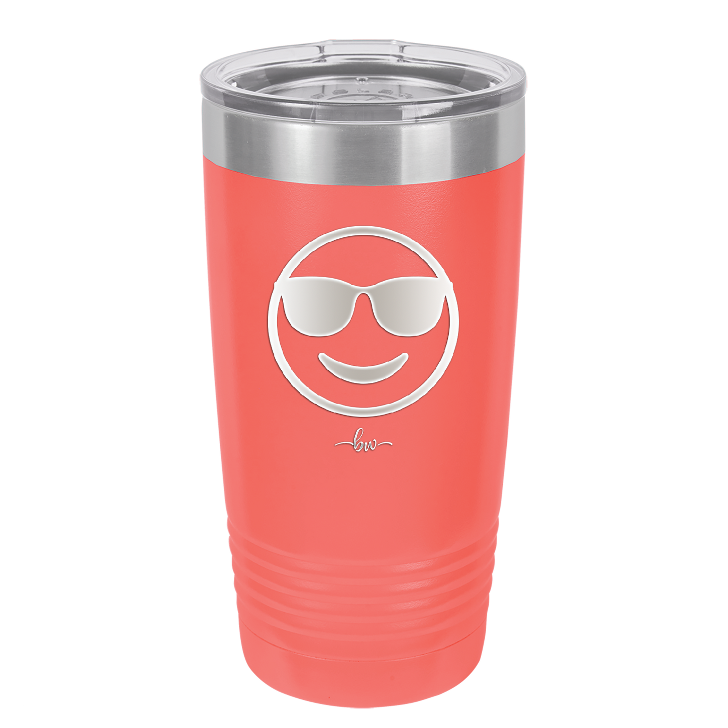 Smile Emoji with Sunglasses - Laser Engraved Stainless Steel Drinkware - 1136 -