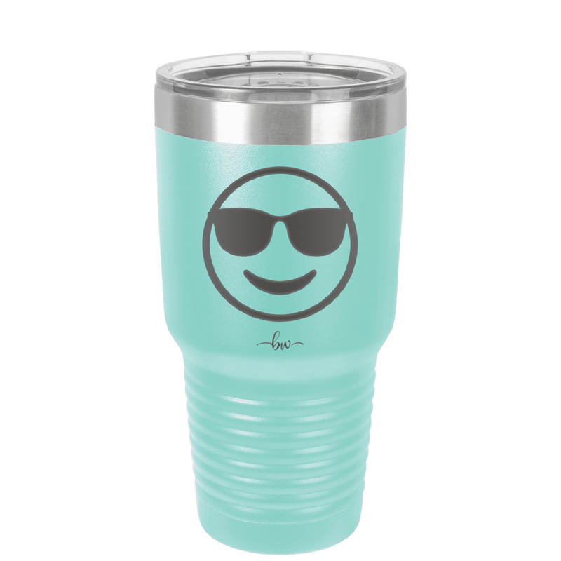 Smile Emoji with Sunglasses - Laser Engraved Stainless Steel Drinkware - 1136 -