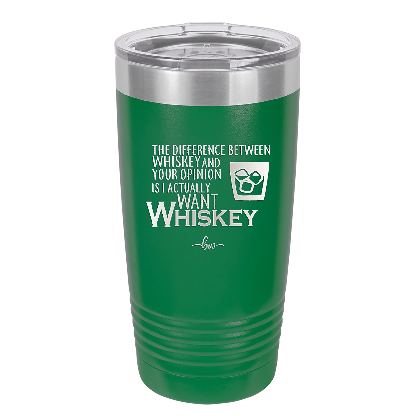 The Difference Between Whiskey and Your Opinion is I Actually Want Whiskey - Laser Engraved Stainless Steel Drinkware - 1343 -