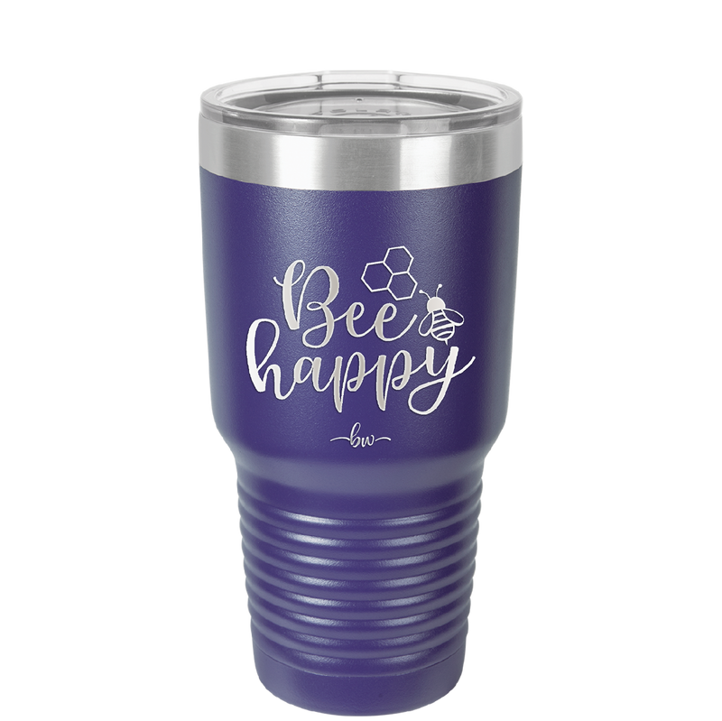 Bee Happy - Laser Engraved Stainless Steel Drinkware - 1373 -