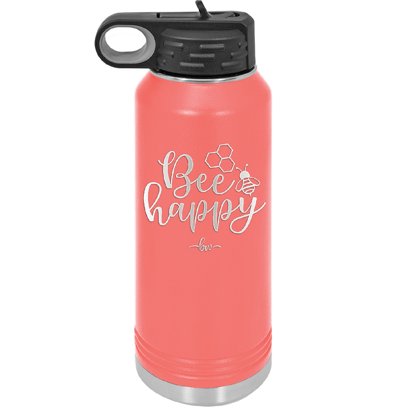 Bee Happy - Laser Engraved Stainless Steel Drinkware - 1373 -