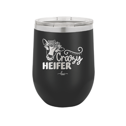 Crazy Heifer Floral - Laser Engraved Stainless Steel Drinkware - 1486 -