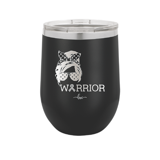 Breast Cancer Warrior Woman With Bow - Laser Engraved Stainless Steel Drinkware - 1519 -