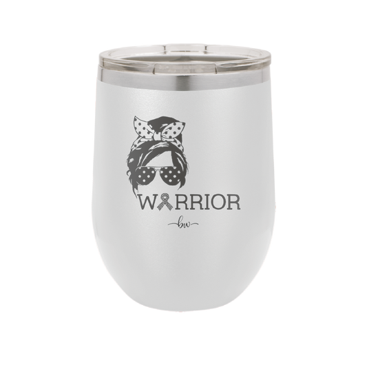 Breast Cancer Warrior Woman With Bow - Laser Engraved Stainless Steel Drinkware - 1519 -