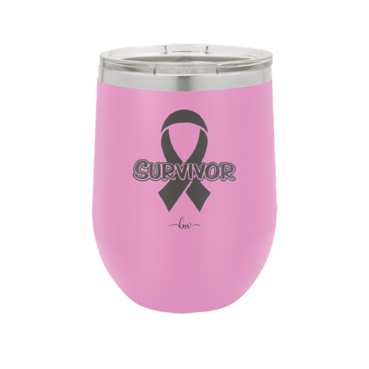 Breast Cancer Survivor Ribbon - Laser Engraved Stainless Steel Drinkware - 1522 -