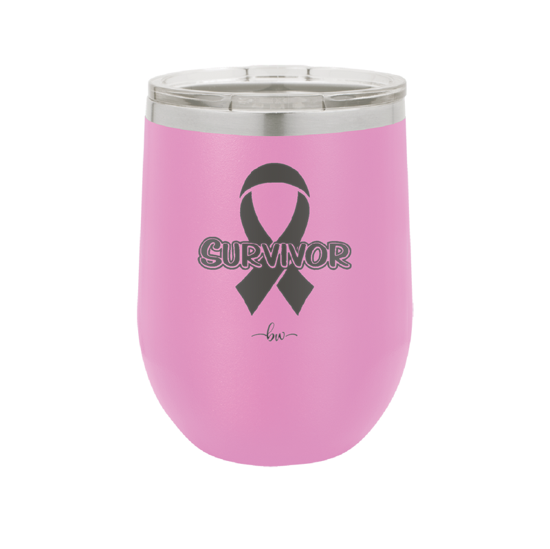 Breast Cancer Survivor Ribbon - Laser Engraved Stainless Steel Drinkware - 1522 -