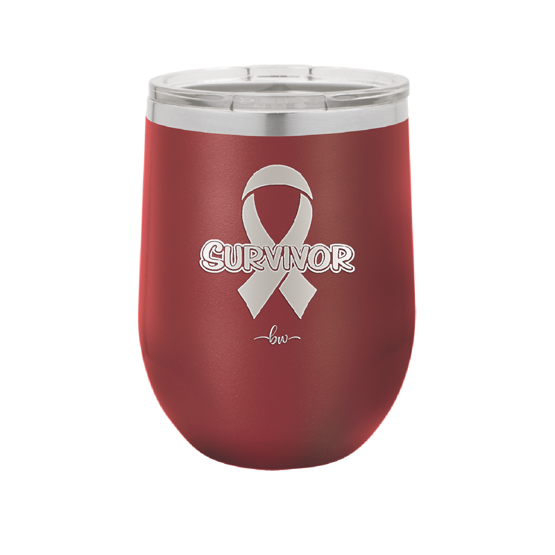 Breast Cancer Survivor Ribbon - Laser Engraved Stainless Steel Drinkware - 1522 -