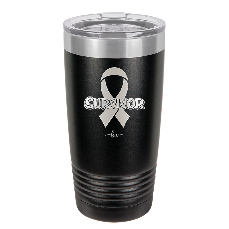 Breast Cancer Survivor Ribbon - Laser Engraved Stainless Steel Drinkware - 1522 -