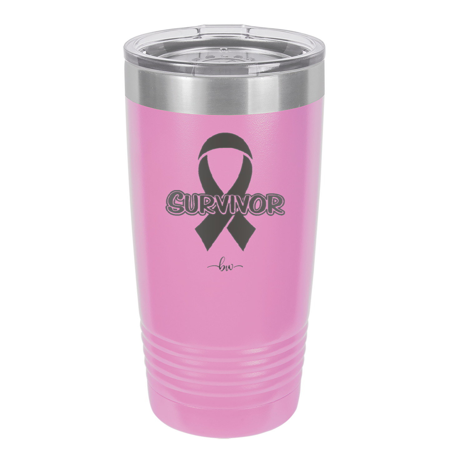 Breast Cancer Survivor Ribbon - Laser Engraved Stainless Steel Drinkware - 1522 -