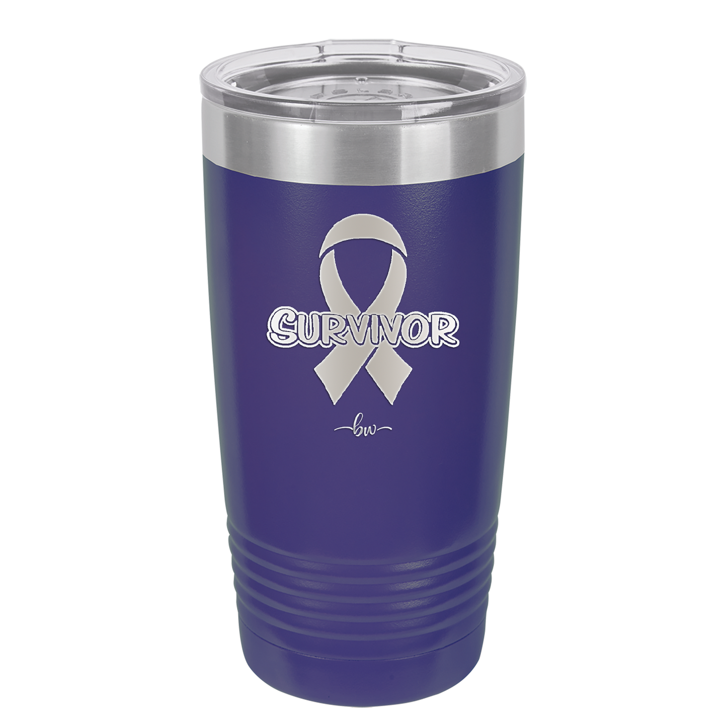 Breast Cancer Survivor Ribbon - Laser Engraved Stainless Steel Drinkware - 1522 -