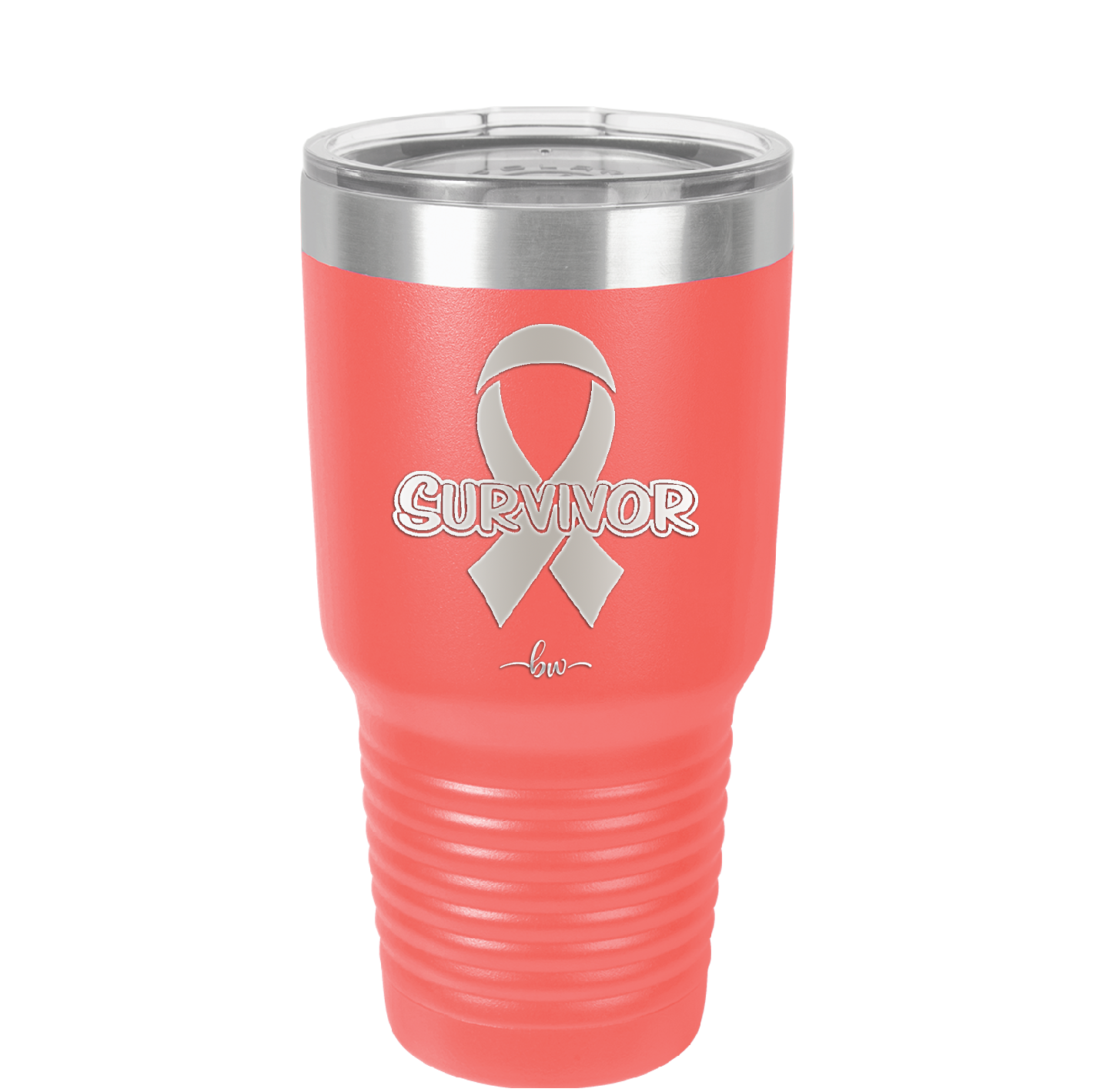 Breast Cancer Survivor Ribbon - Laser Engraved Stainless Steel Drinkware - 1522 -