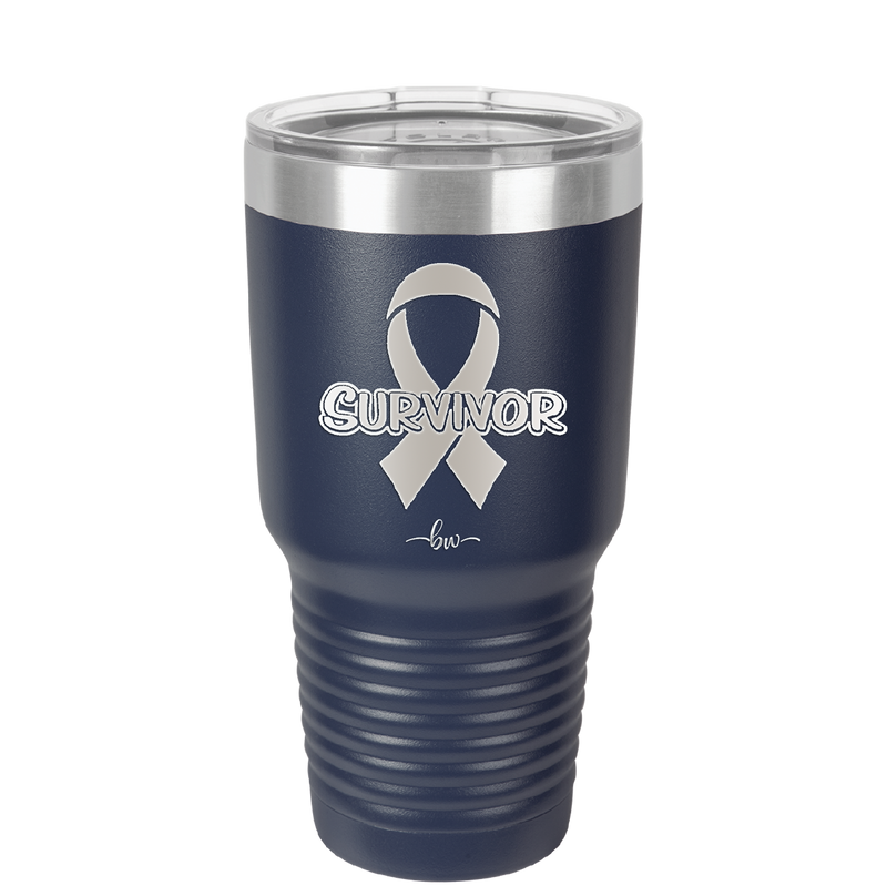 Breast Cancer Survivor Ribbon - Laser Engraved Stainless Steel Drinkware - 1522 -