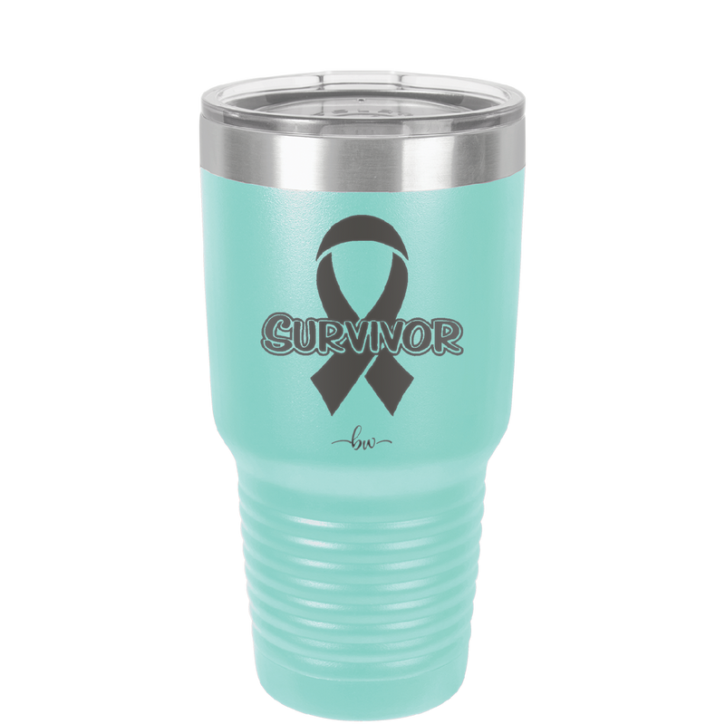 Breast Cancer Survivor Ribbon - Laser Engraved Stainless Steel Drinkware - 1522 -