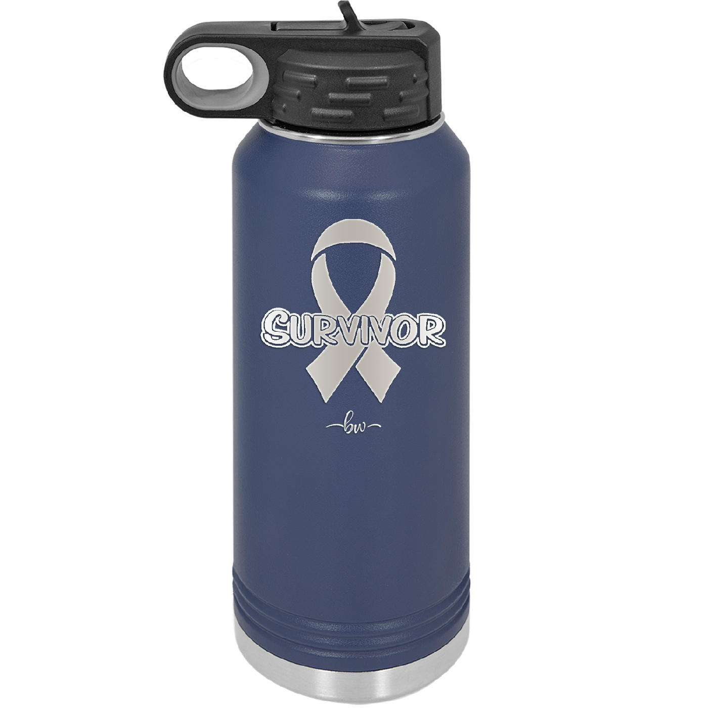 Breast Cancer Survivor Ribbon - Laser Engraved Stainless Steel Drinkware - 1522 -