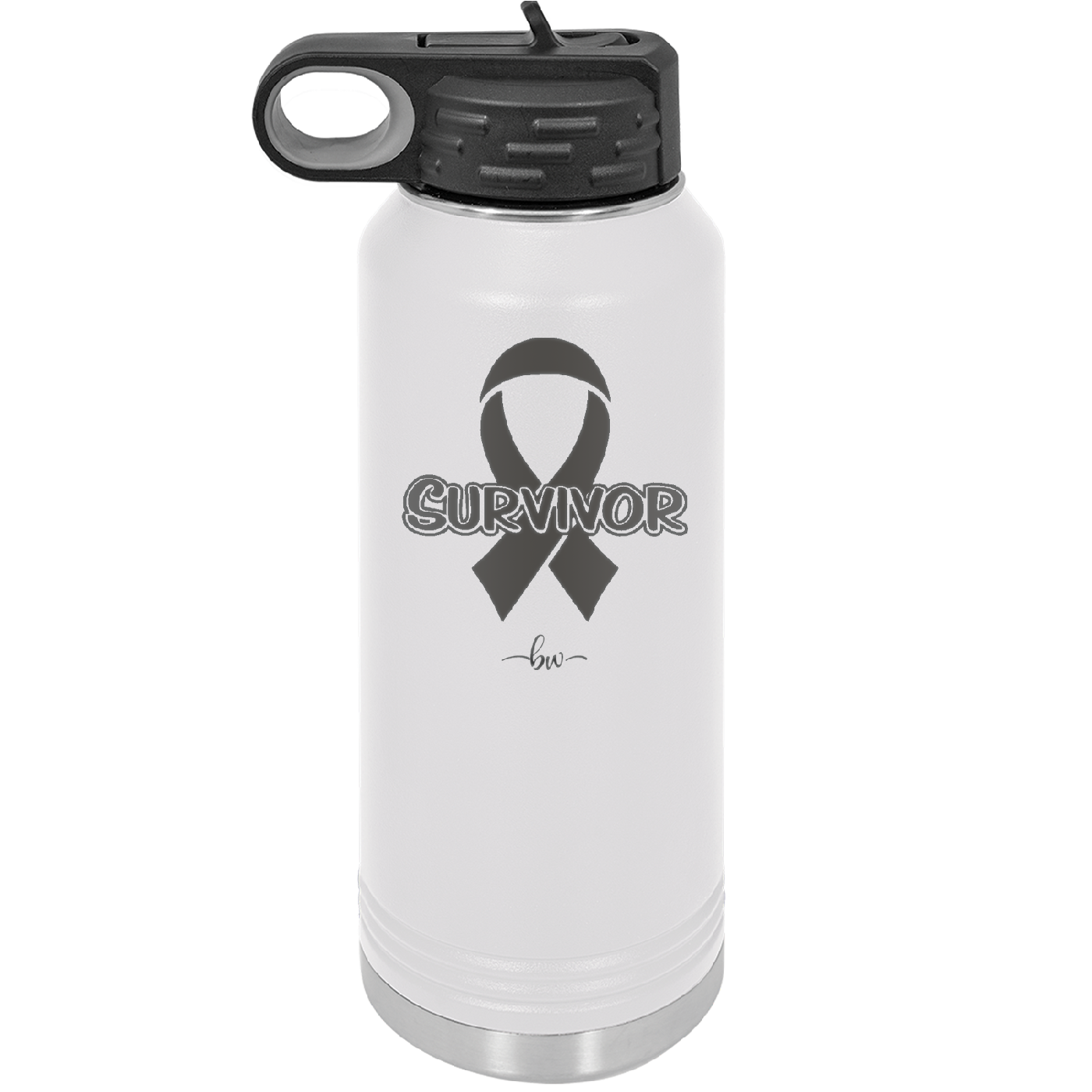 Breast Cancer Survivor Ribbon - Laser Engraved Stainless Steel Drinkware - 1522 -