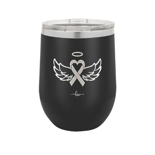 Breast Cancer Ribbon Wings Halo - Laser Engraved Stainless Steel Drinkware - 1523 -