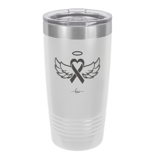 Breast Cancer Ribbon Wings Halo - Laser Engraved Stainless Steel Drinkware - 1523 -