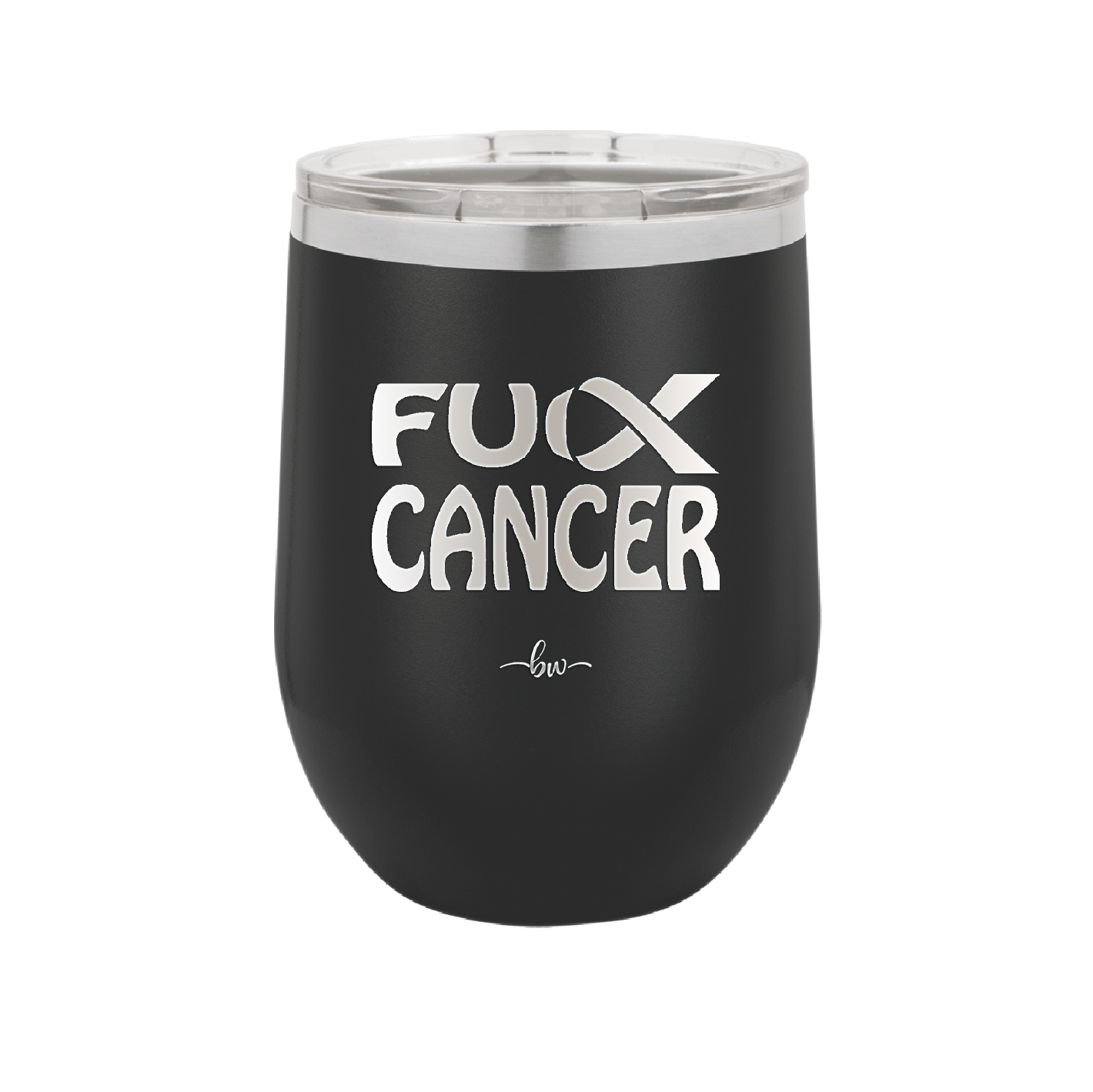 Fuck Cancer with Ribbon - Laser Engraved Stainless Steel Drinkware - 1524 -