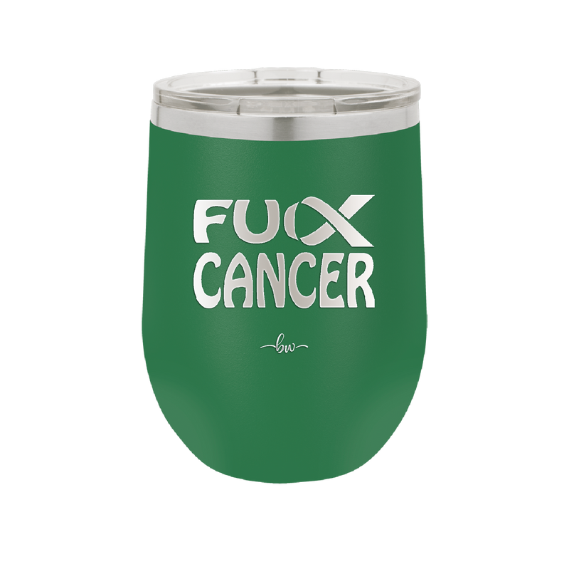 Fuck Cancer with Ribbon - Laser Engraved Stainless Steel Drinkware - 1524 -