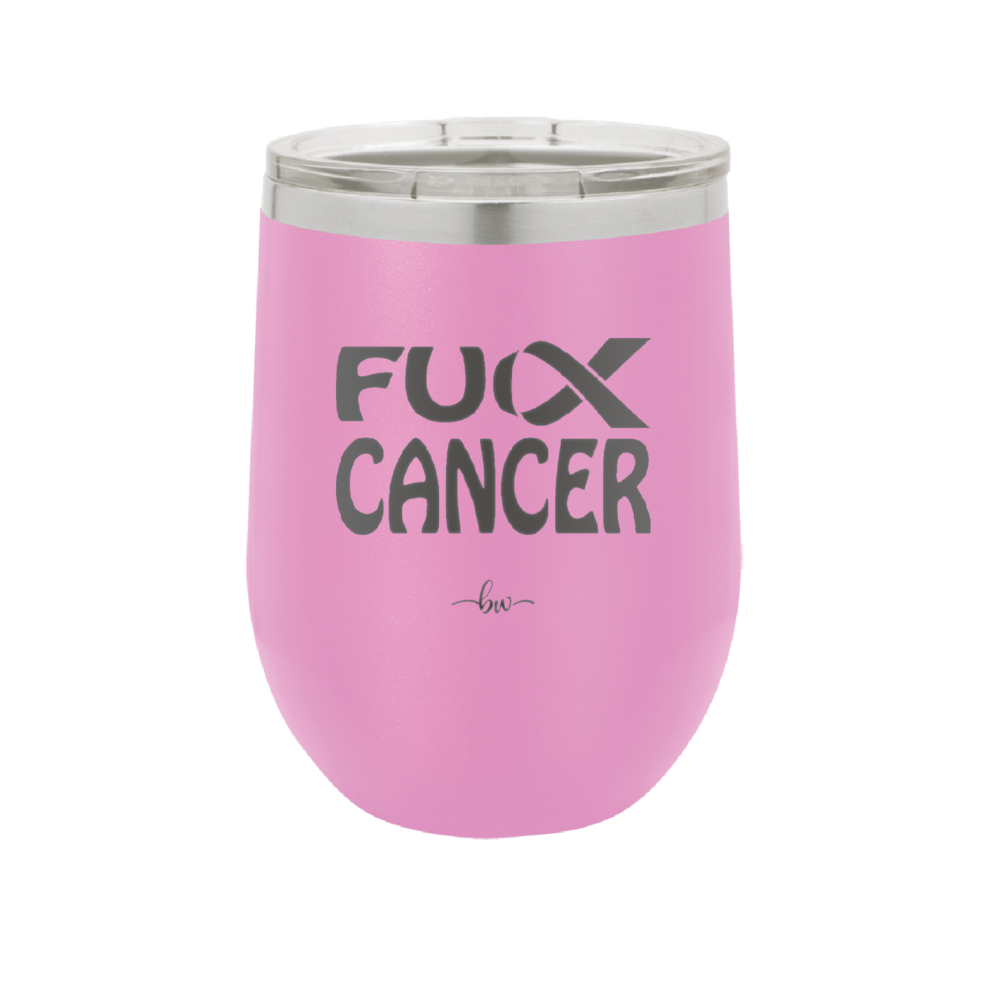 Fuck Cancer with Ribbon - Laser Engraved Stainless Steel Drinkware - 1524 -