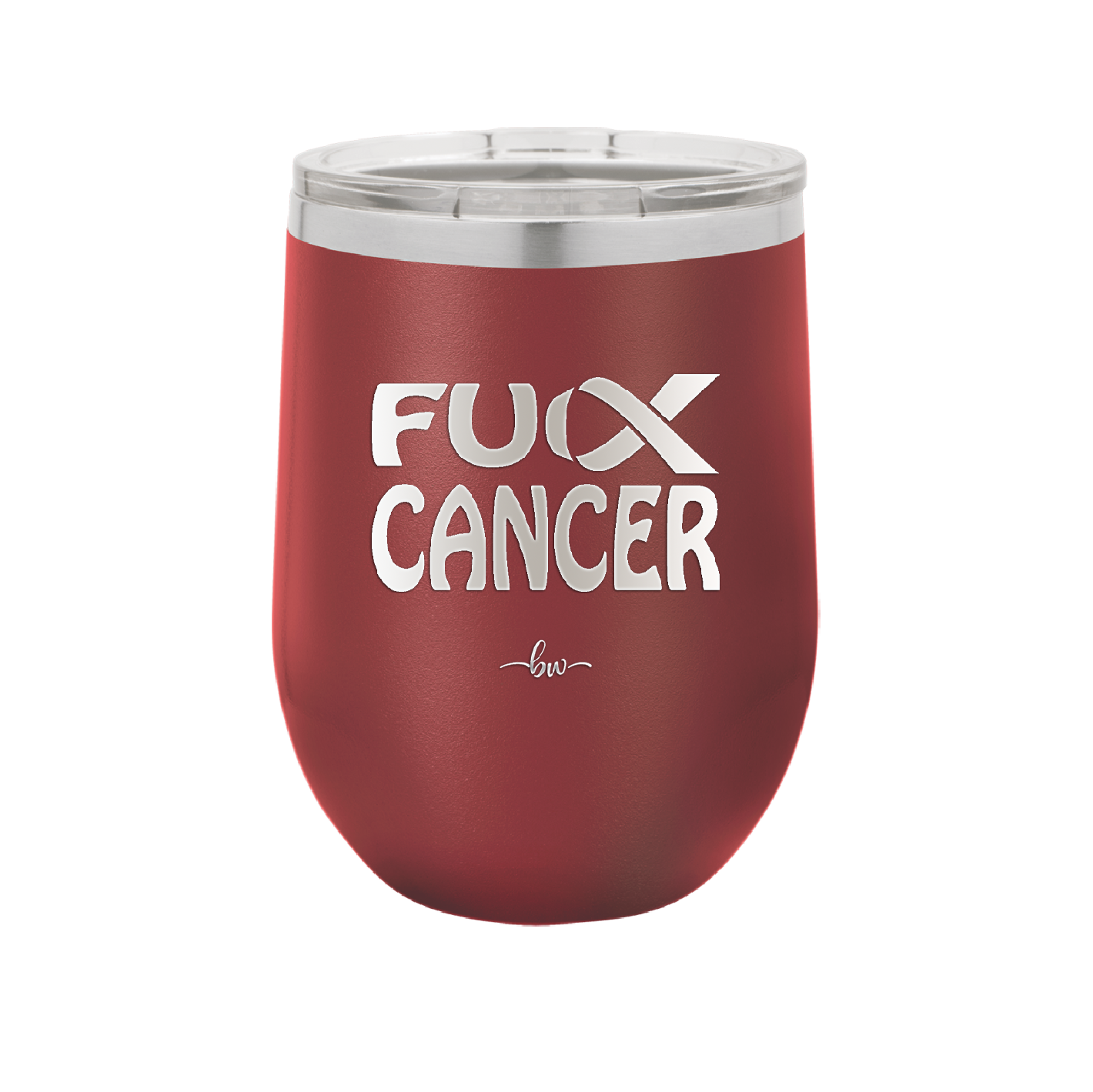 Fuck Cancer with Ribbon - Laser Engraved Stainless Steel Drinkware - 1524 -