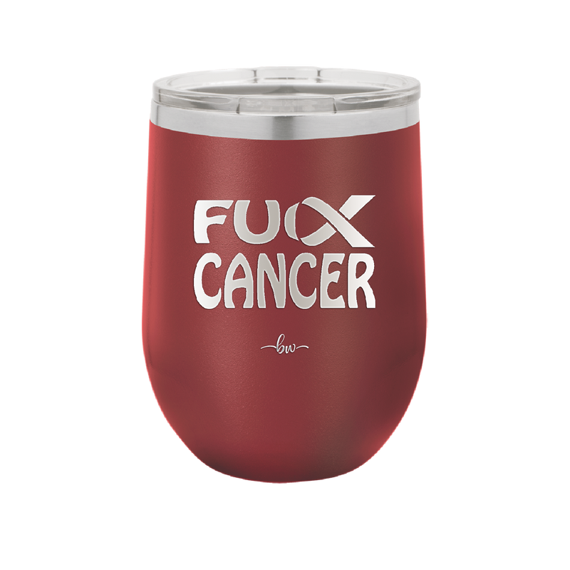 Fuck Cancer with Ribbon - Laser Engraved Stainless Steel Drinkware - 1524 -