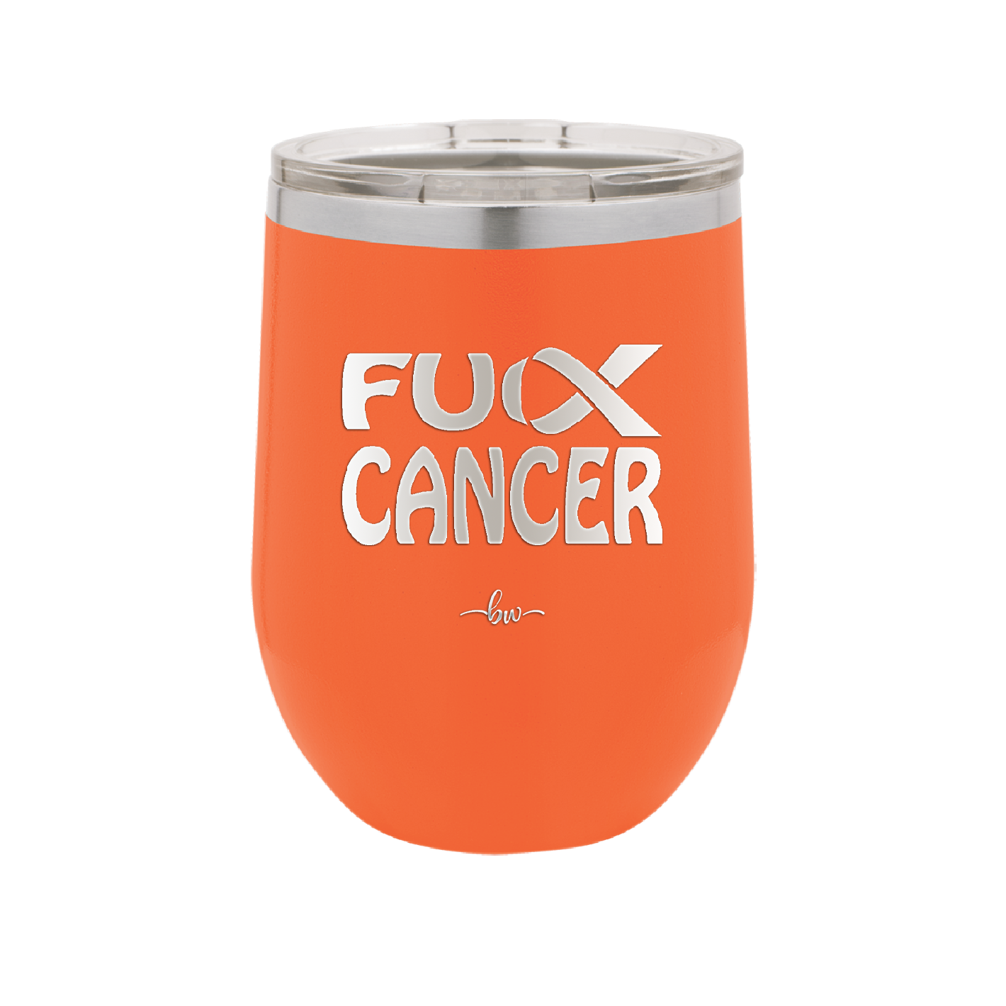 Fuck Cancer with Ribbon - Laser Engraved Stainless Steel Drinkware - 1524 -