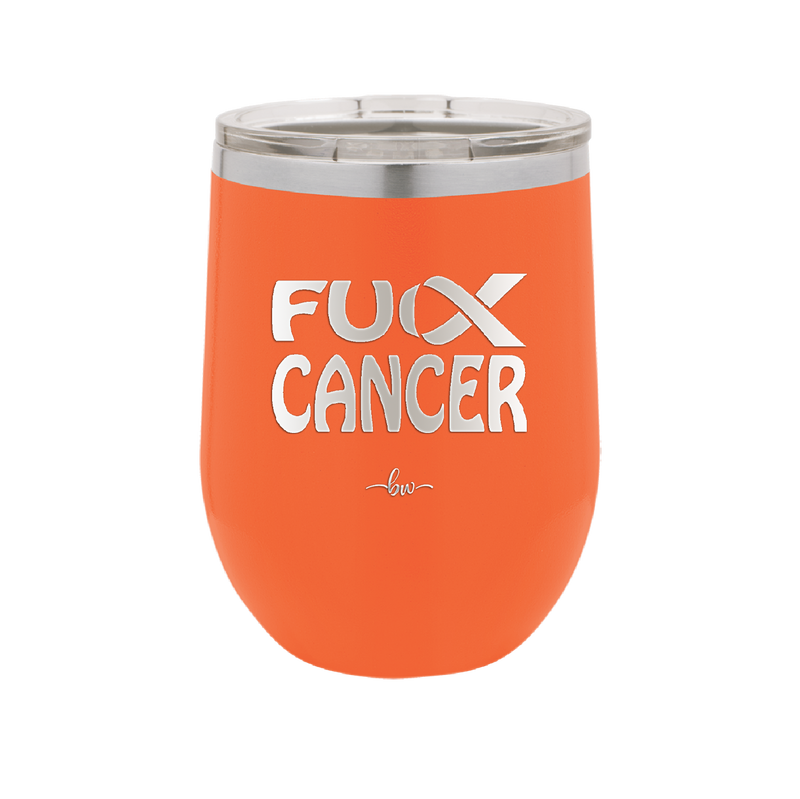 Fuck Cancer with Ribbon - Laser Engraved Stainless Steel Drinkware - 1524 -