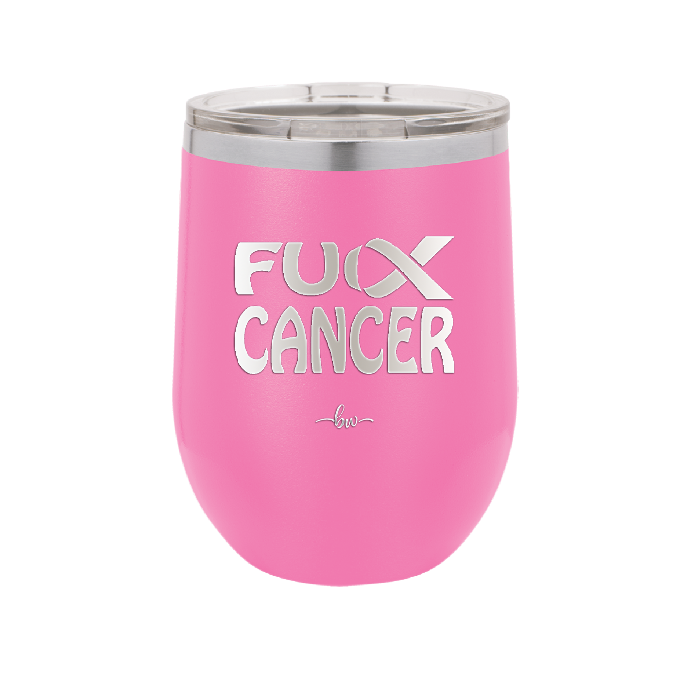 Fuck Cancer with Ribbon - Laser Engraved Stainless Steel Drinkware - 1524 -