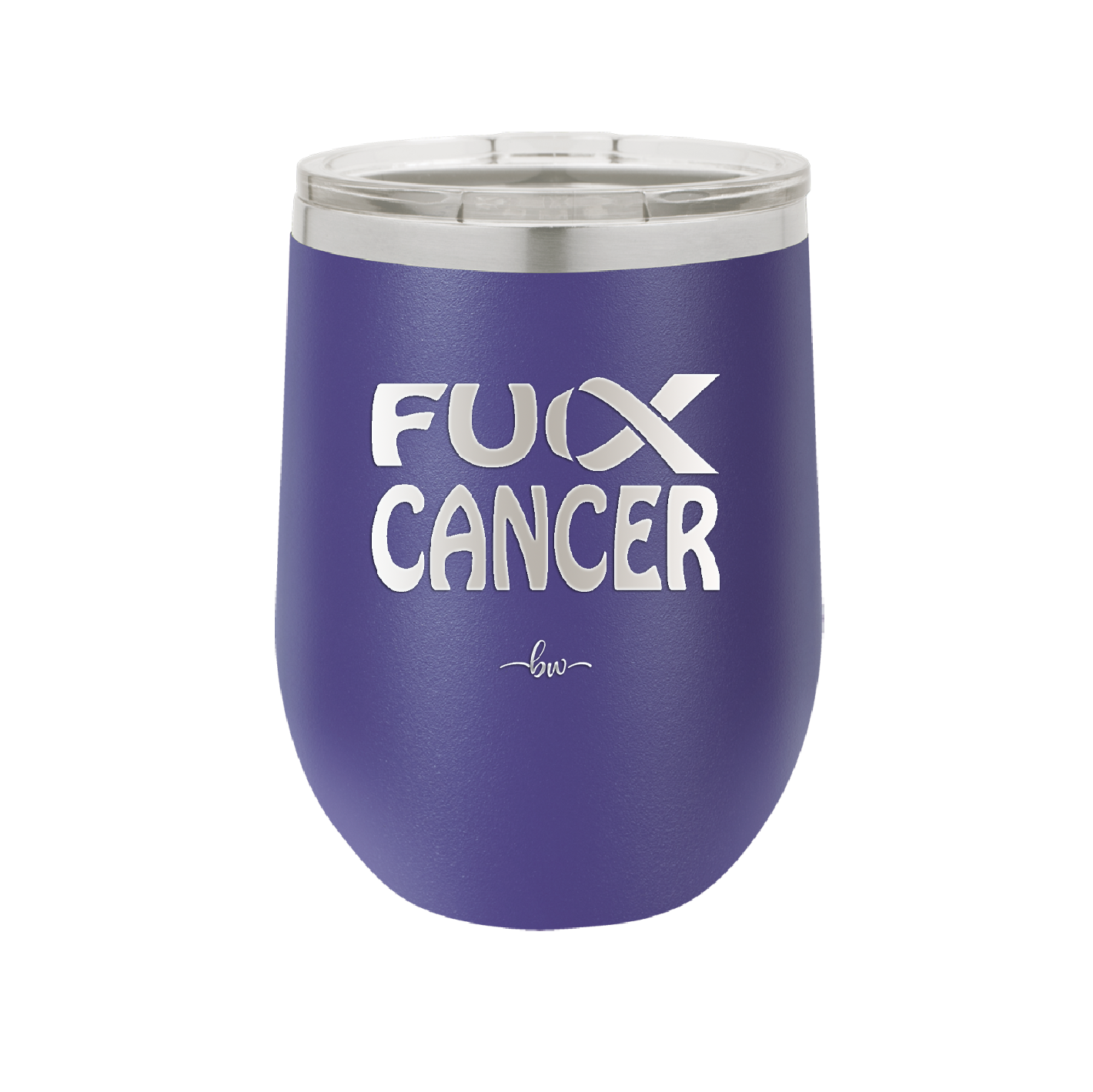 Fuck Cancer with Ribbon - Laser Engraved Stainless Steel Drinkware - 1524 -