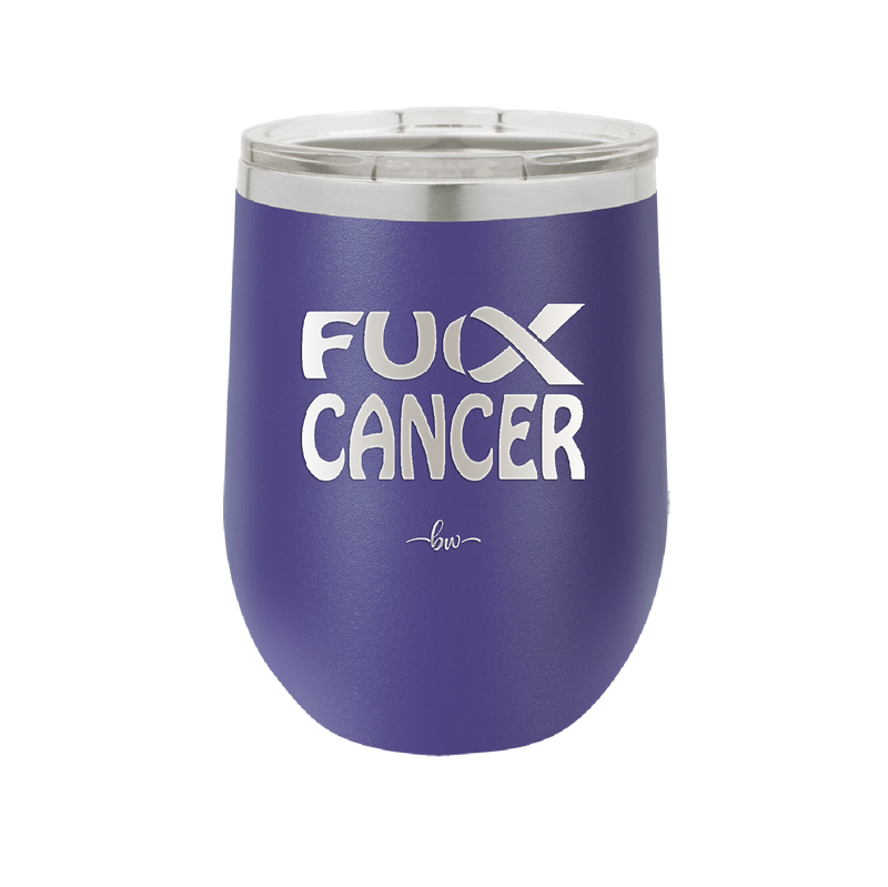 Fuck Cancer with Ribbon - Laser Engraved Stainless Steel Drinkware - 1524 -