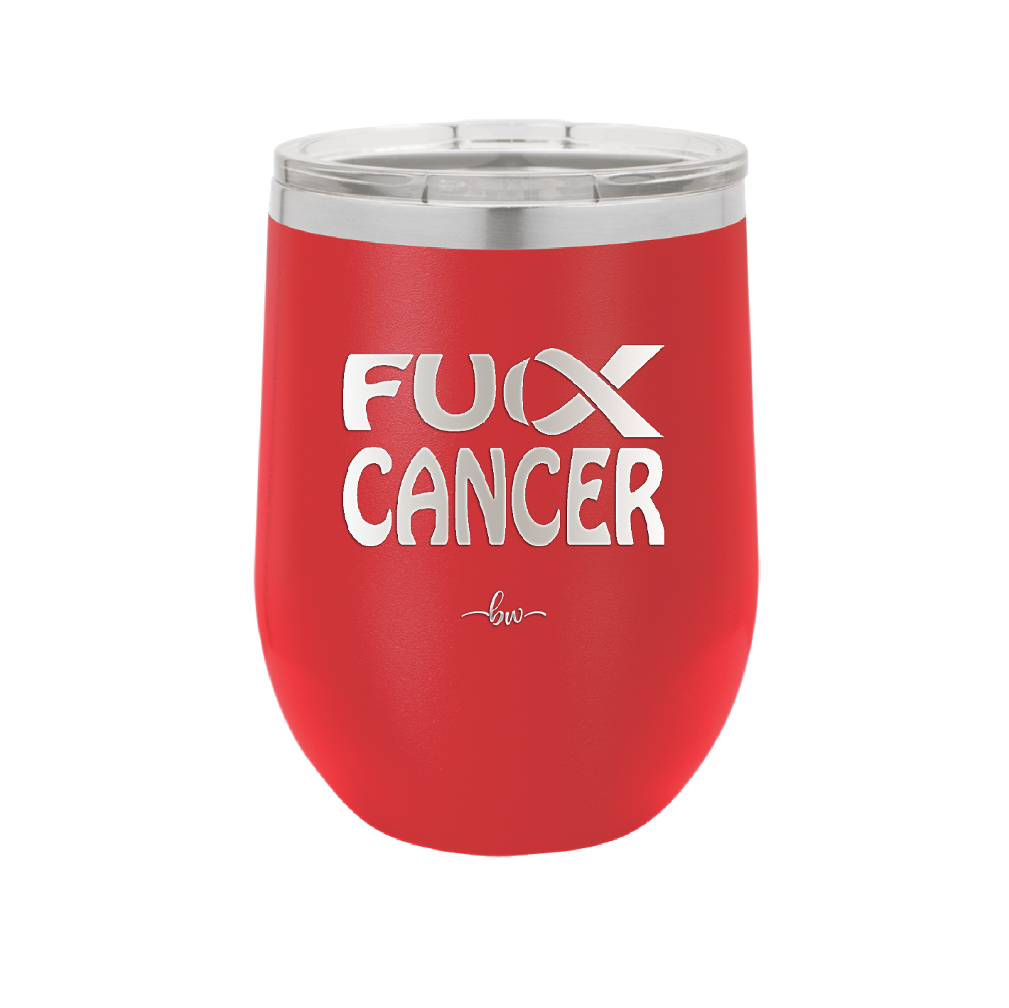 Fuck Cancer with Ribbon - Laser Engraved Stainless Steel Drinkware - 1524 -