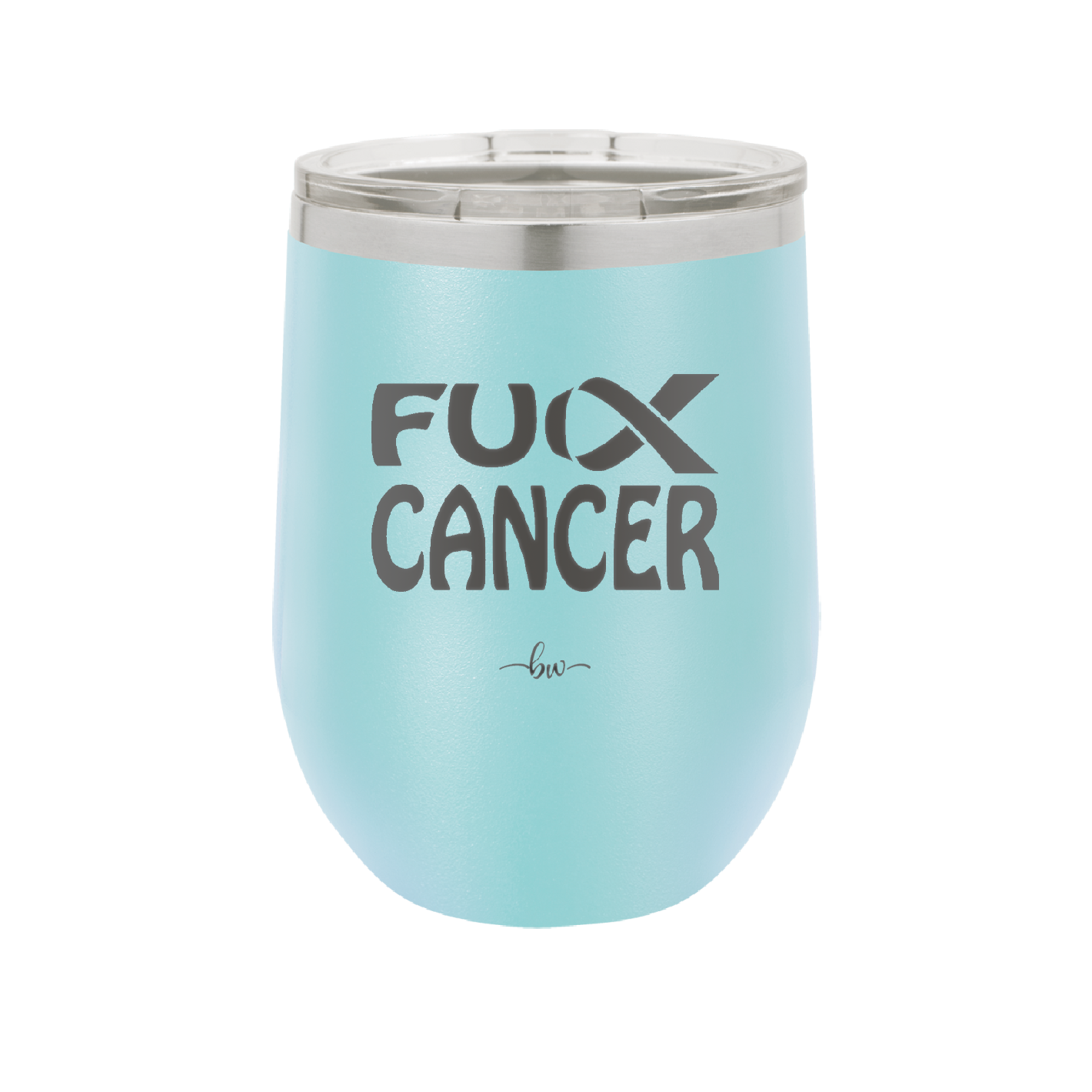 Fuck Cancer with Ribbon - Laser Engraved Stainless Steel Drinkware - 1524 -