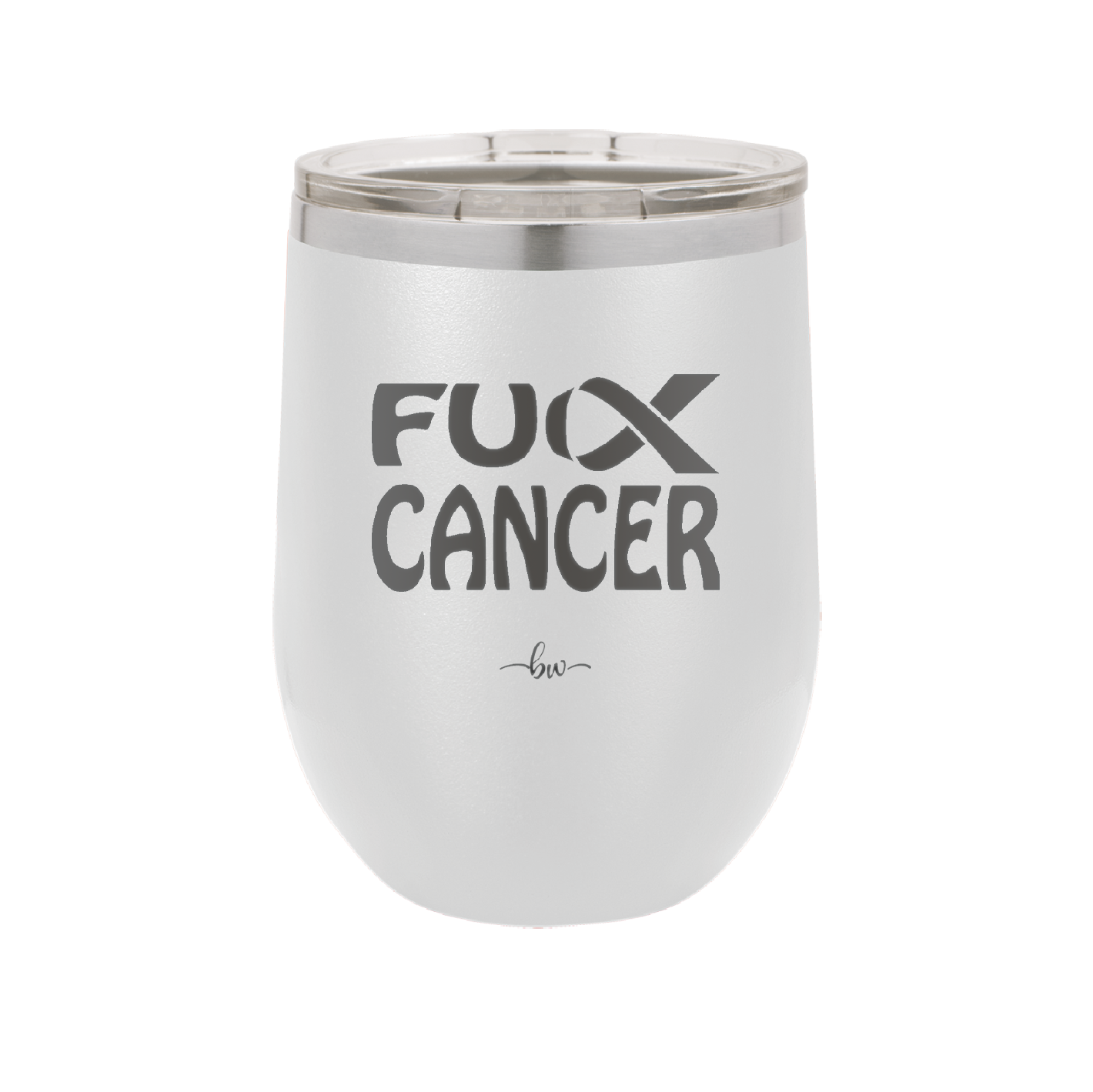 Fuck Cancer with Ribbon - Laser Engraved Stainless Steel Drinkware - 1524 -