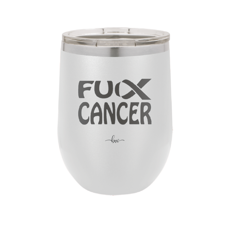 Fuck Cancer with Ribbon - Laser Engraved Stainless Steel Drinkware - 1524 -